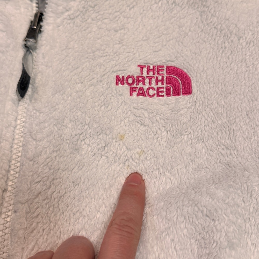 The North Face Womens Fleece Jacket Fuzzy Pink Ribbon Logo Size Small S - Picture 13 of 13